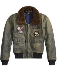 RRL - Leather Bomber Jacket - Lyst