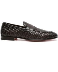 Santoni - Interwoven-design Leather Loafers - Lyst