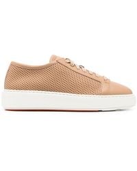 Santoni - Perforated-design Leather Sneakers - Lyst