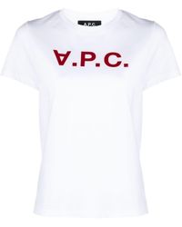 A.P.C. - Flocked-logo Cotton T-shirt - Lyst