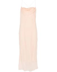Mugler - Midi-Jurk Met Open Rug En Col - Lyst