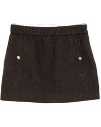 Maje - Herringbone-Pattern Button-Detail Mini Skirt - Lyst