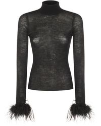 Blumarine - Gerippter Pullover Mit Federn - Lyst