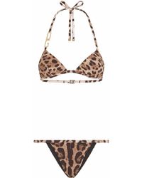 Dolce & Gabbana - Triangel-Bikini mit Leoparden-Print - Lyst