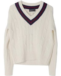 Nili Lotan - Fabiana V-Neck Cable-Knit Sweater - Lyst