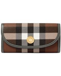 Burberry - Check-pattern Leather-trim Wallet - Lyst