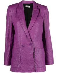 Zadig & Voltaire - Visko Double-Breasted Leather Jacket - Lyst