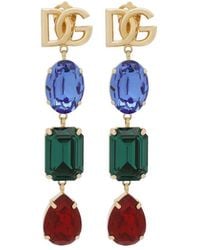Dolce & Gabbana - Rhinestone Logo Earrings - Lyst