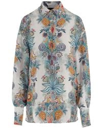 Just Cavalli - Botanical-Print Long-Sleeve Shirt - Lyst
