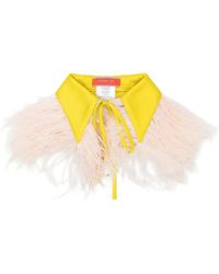 La DoubleJ - La Scala Feather-Trim Shirt Collar - Lyst