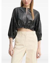 Day Birger et Mikkelsen - Leren Blouse Met Trekkoord Bij De Manchetten - Lyst
