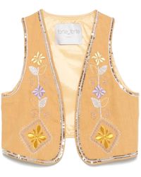 forte_forte - Floral-Embroidery Gilet - Lyst