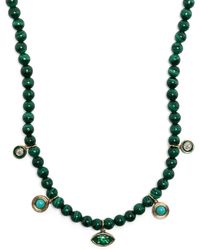 Sydney Evan - 14Kt Malachite And Diamond Beaded Necklace - Lyst
