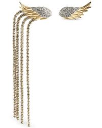 Zadig & Voltaire - Rock Feather Strass Pendant Earrings - Lyst