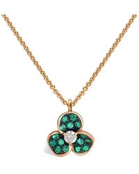 Leo Pizzo - 18 Rose Candy Flora Diamond And Emerald Pendant Necklace - Lyst