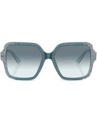 Jimmy Choo - Glitter-Embellished Square-Frame Sunglasses - Lyst