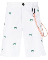 Sun 68 - Palm-tree Embroidered Bermuda Shorts - Lyst