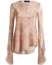 Etro - Asymmetric Silk Top - Lyst