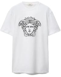 Versace - Embroidered Medusa Head Cotton T-Shirt - Lyst