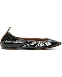 Lanvin - Patent-Leather Slip-On Ballet Flats - Lyst