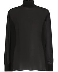 Dolce & Gabbana - Loose Silk Turtleneck With Shirt Cuffs - Lyst