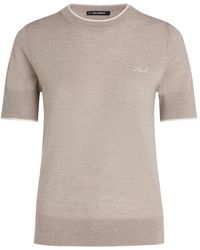 KARL LAGERFELD - Logo-Embroidered Merino-Wool T-Shirt - Lyst