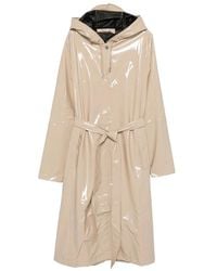 Rains - A-Line Hooded Belted Coat - Lyst