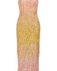 La Fuori Aurora Twilight Blossom Embellished Midi Dress in Green | Lyst