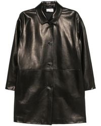 The Row - Donata Button-Up Leather Coat - Lyst