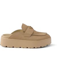 Prada - Nubuck Flatform Mules - Lyst