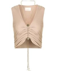 Danamé - Top Fruncido Con Cuello En V - Lyst