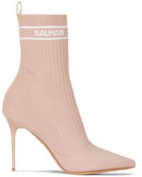 Balmain - Skye 95mm Knitted Ankle Boots - Lyst