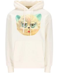 Valentino Garavani - Cotton Hooded Sweatshirt With Le Chat De La Maison Print - Lyst