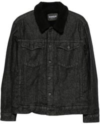 Dondup - Shearling-Collar Logo-Embroidered Denim Jacket - Lyst