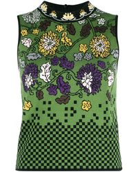 KENZO - Mock-neck Floral Intarsia-knit Vest - Lyst