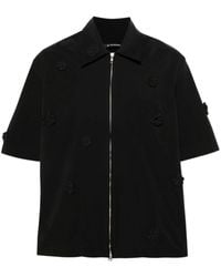 Song For The Mute - Floral-appliqué Zip-up Shirt - Lyst