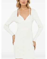 Hervé Léger - Long-Sleeve Ribbed Mini Dress - Lyst