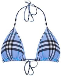 Burberry - Checked Tie-Fastening Bikini Top - Lyst