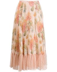 RED Valentino Falda con micropliegues y motivo floral - Rosa