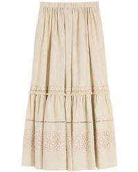 Weekend by Maxmara - Jupe Mi-Longue Pallore À Franges Et Bords En Dentelle - Lyst