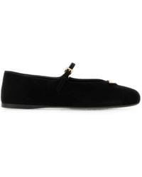 Prada - Buckle-Strap Logo-Plaque Ballet Flats - Lyst