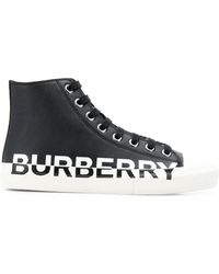 Burberry Larkhall High-top Trainers In Black Calf Leather