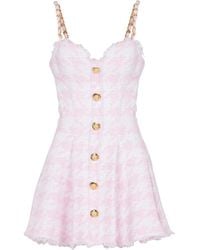 Balmain - Robe Courte En Tweed À Coupe Évasée - Lyst