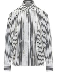 Des Phemmes - Crystal-Embellished Striped Shirt - Lyst