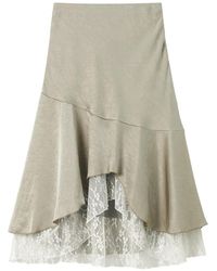B+ AB - Lace-Trim Asymmetric Midi Skirt - Lyst