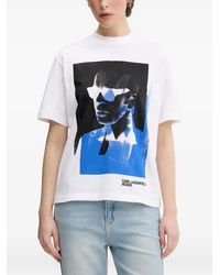 KARL LAGERFELD - T-Shirt Imprimé À Patch Logo - Lyst