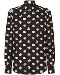 Dolce & Gabbana - Katoenen Overhemd Met Logoprint - Lyst
