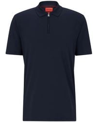 HUGO - Zip-Up Short-Sleeve Piqué Polo Shirt - Lyst