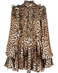 Roberto Cavalli - Ruffled-detail Leopard-print Dress - Lyst