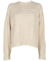 Denimist - Distressed Cable-Knit Sweater - Lyst